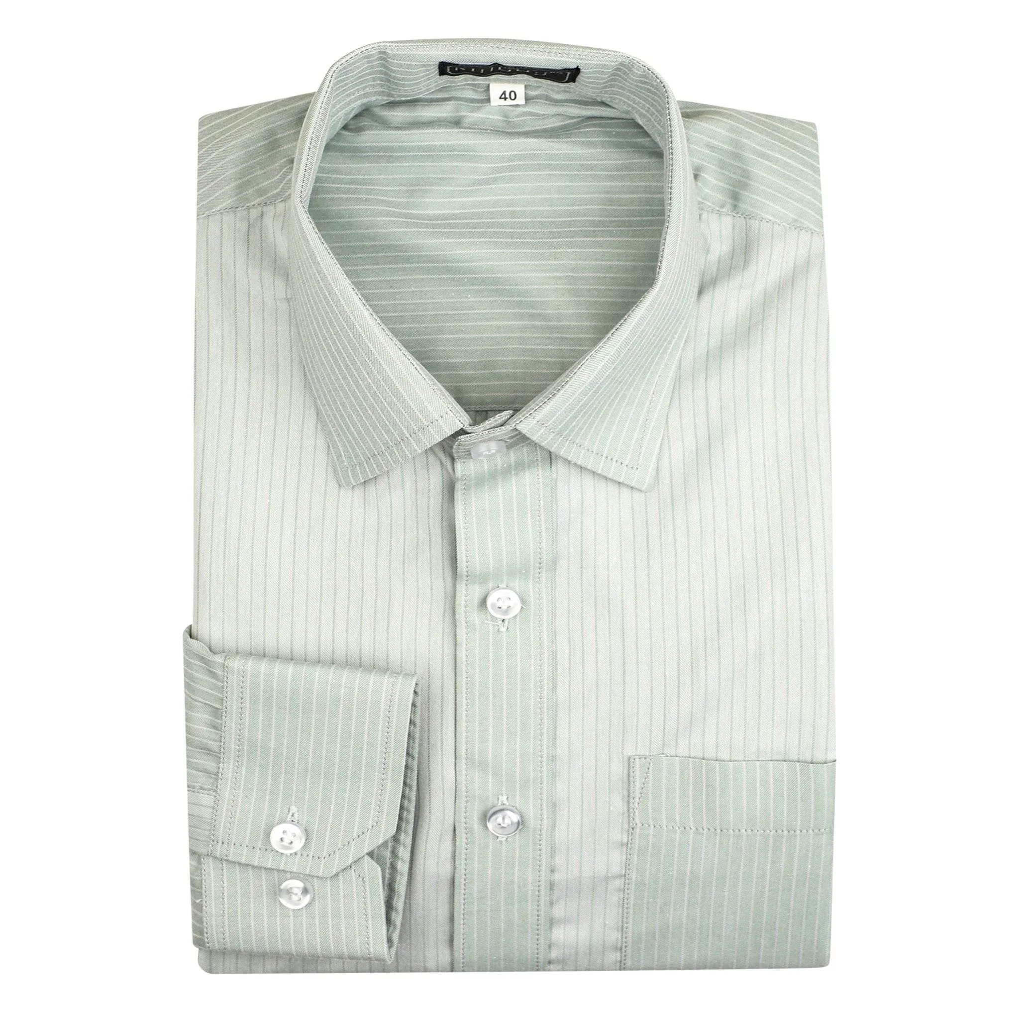 Light Green Stripes Cotton Shirt