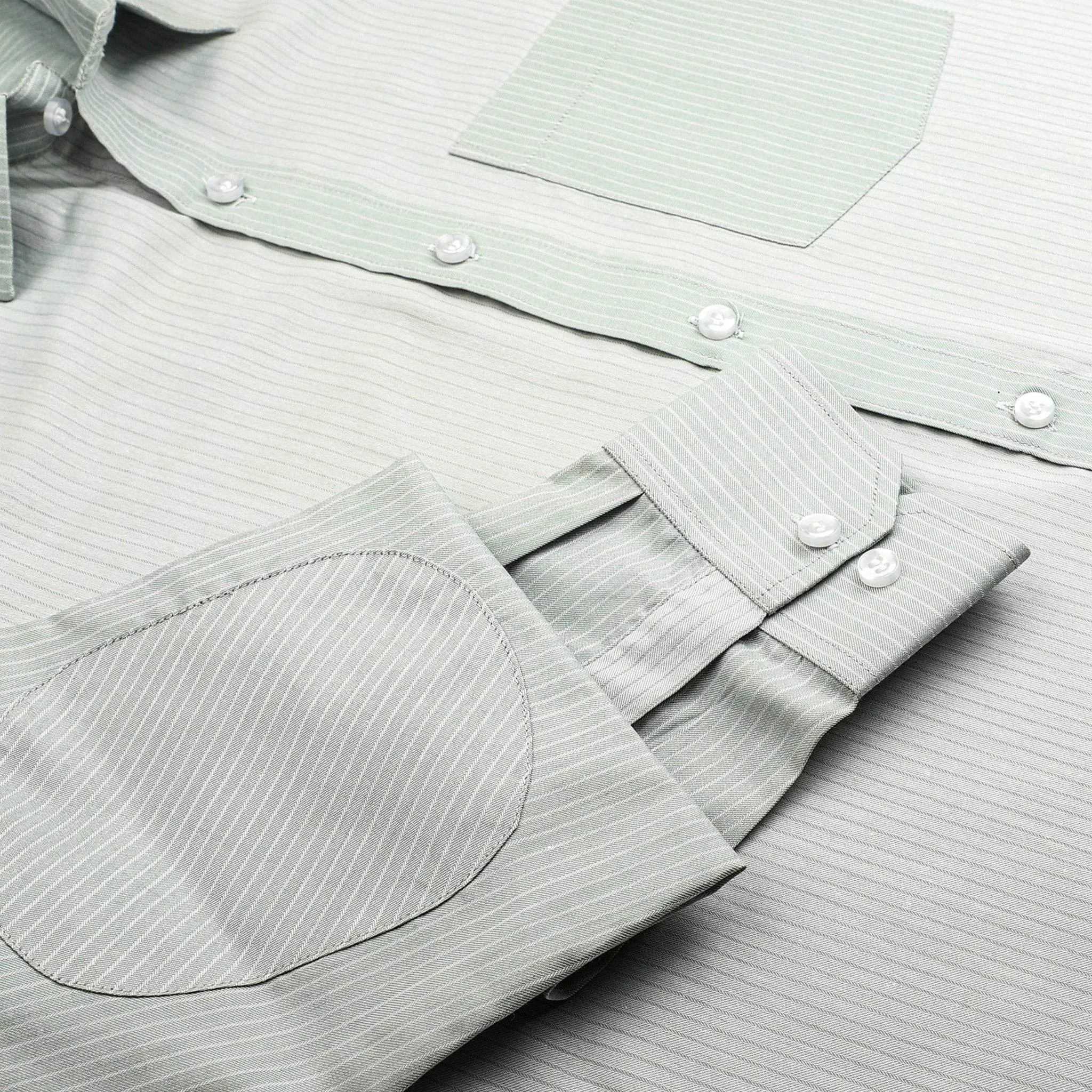 Light Green Stripes Cotton Shirt