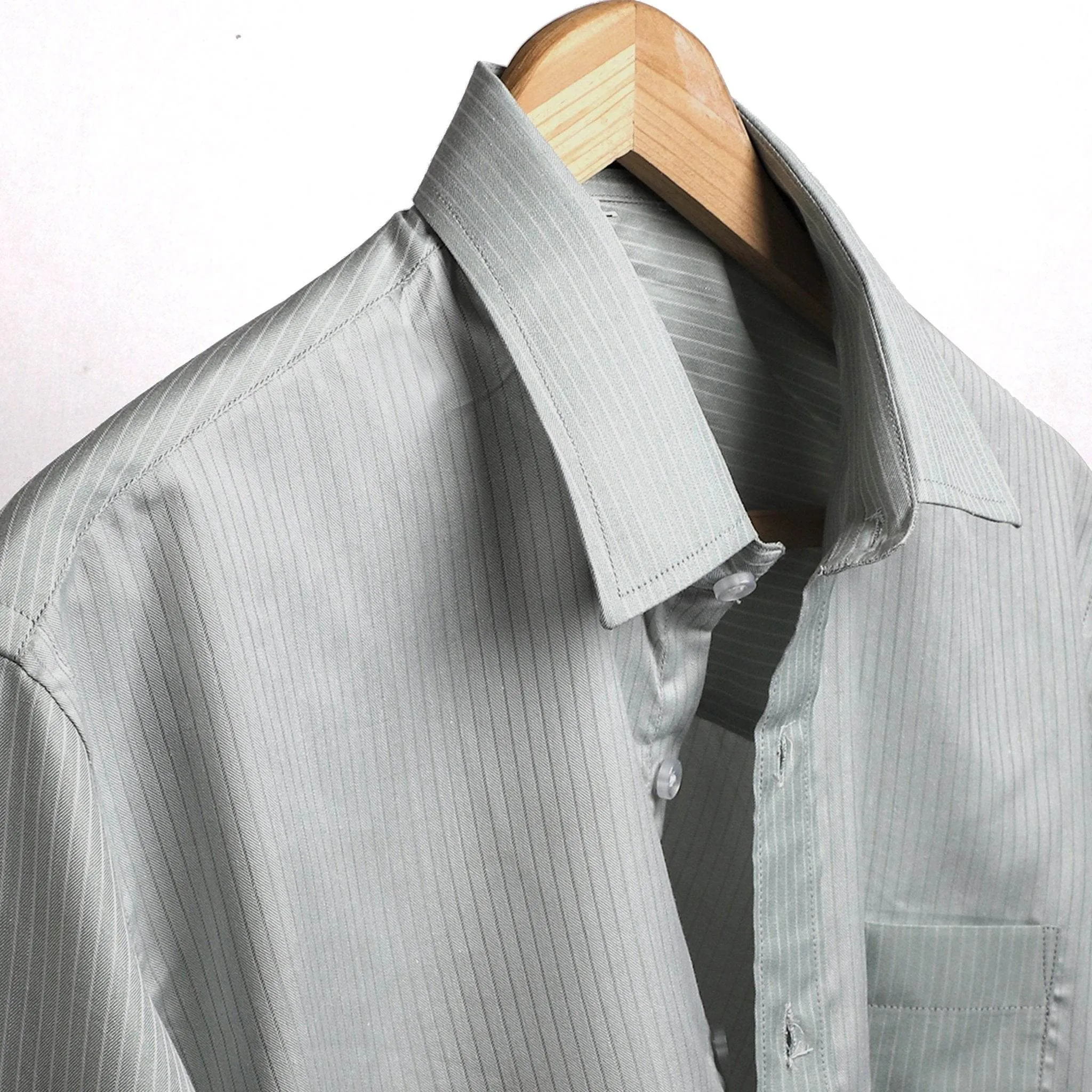 Light Green Stripes Cotton Shirt