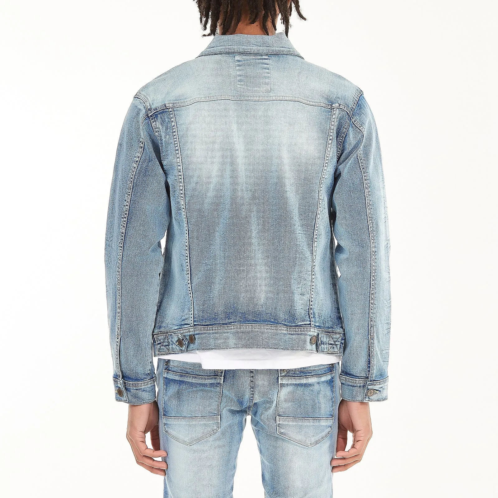 LIGHT SAND BLUE JACKET W/ STONES & STUDS