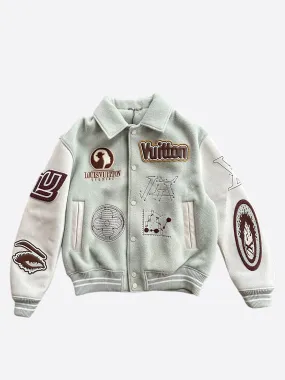 Louis Vuitton Aqua & White Leather Varsity Jacket