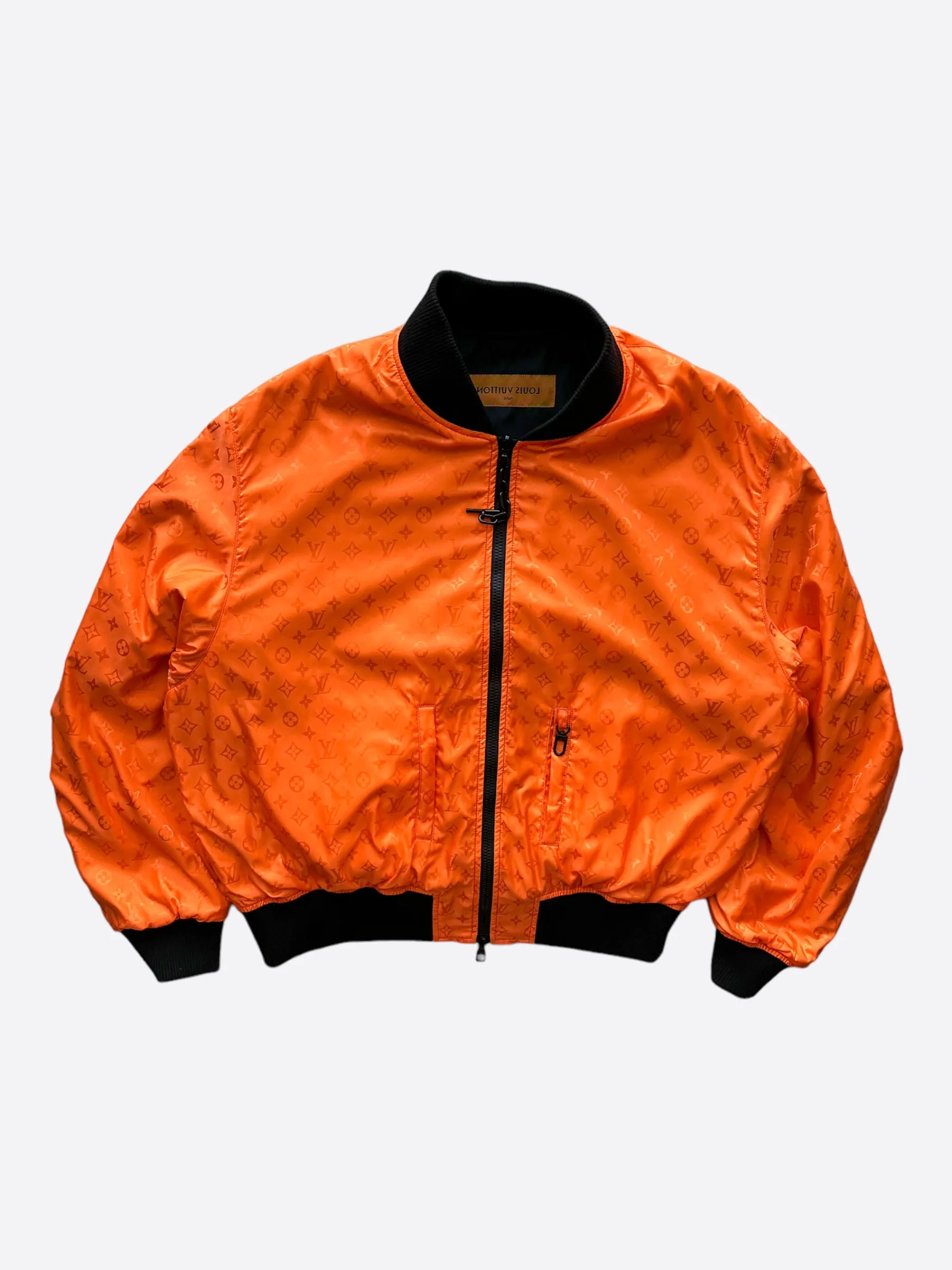 Louis Vuitton Black & Orange Monogram Reversible Bomber Jacket