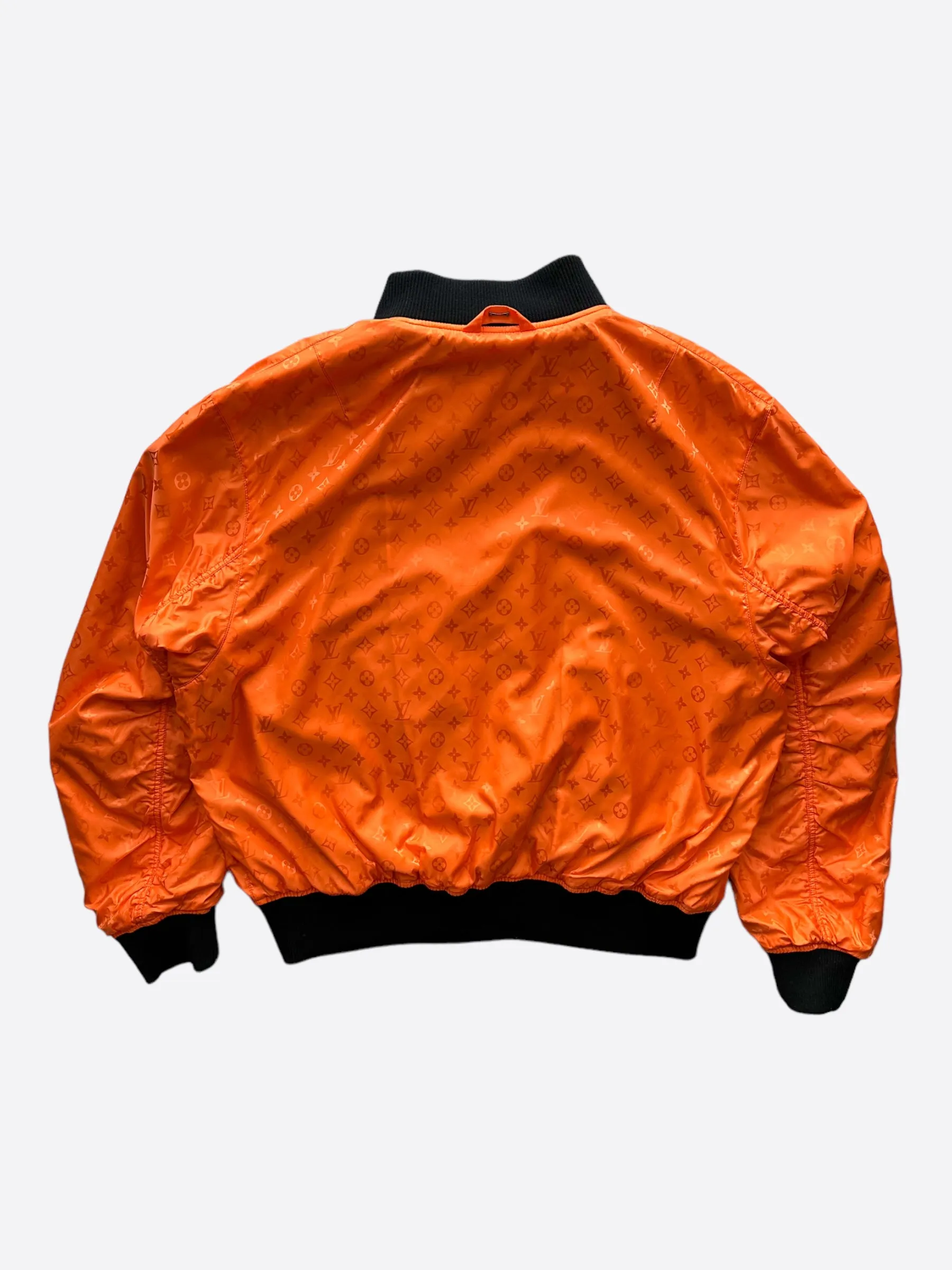 Louis Vuitton Black & Orange Monogram Reversible Bomber Jacket