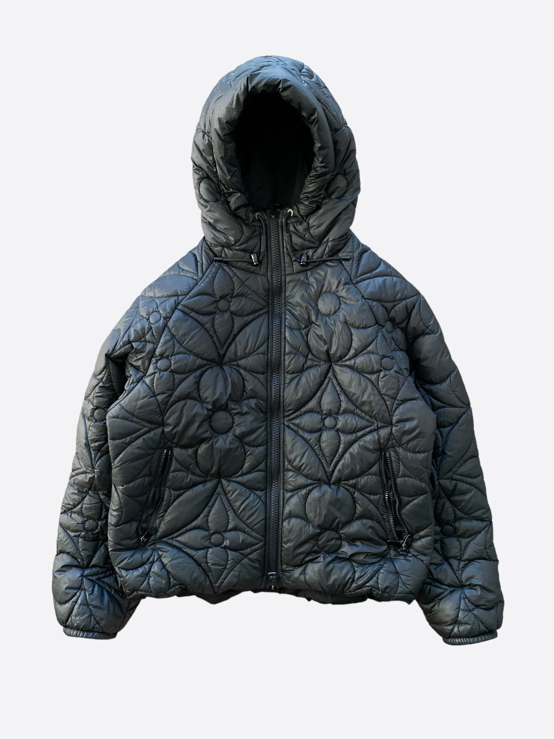Louis Vuitton Black Flower Monogram Reversible Puffer