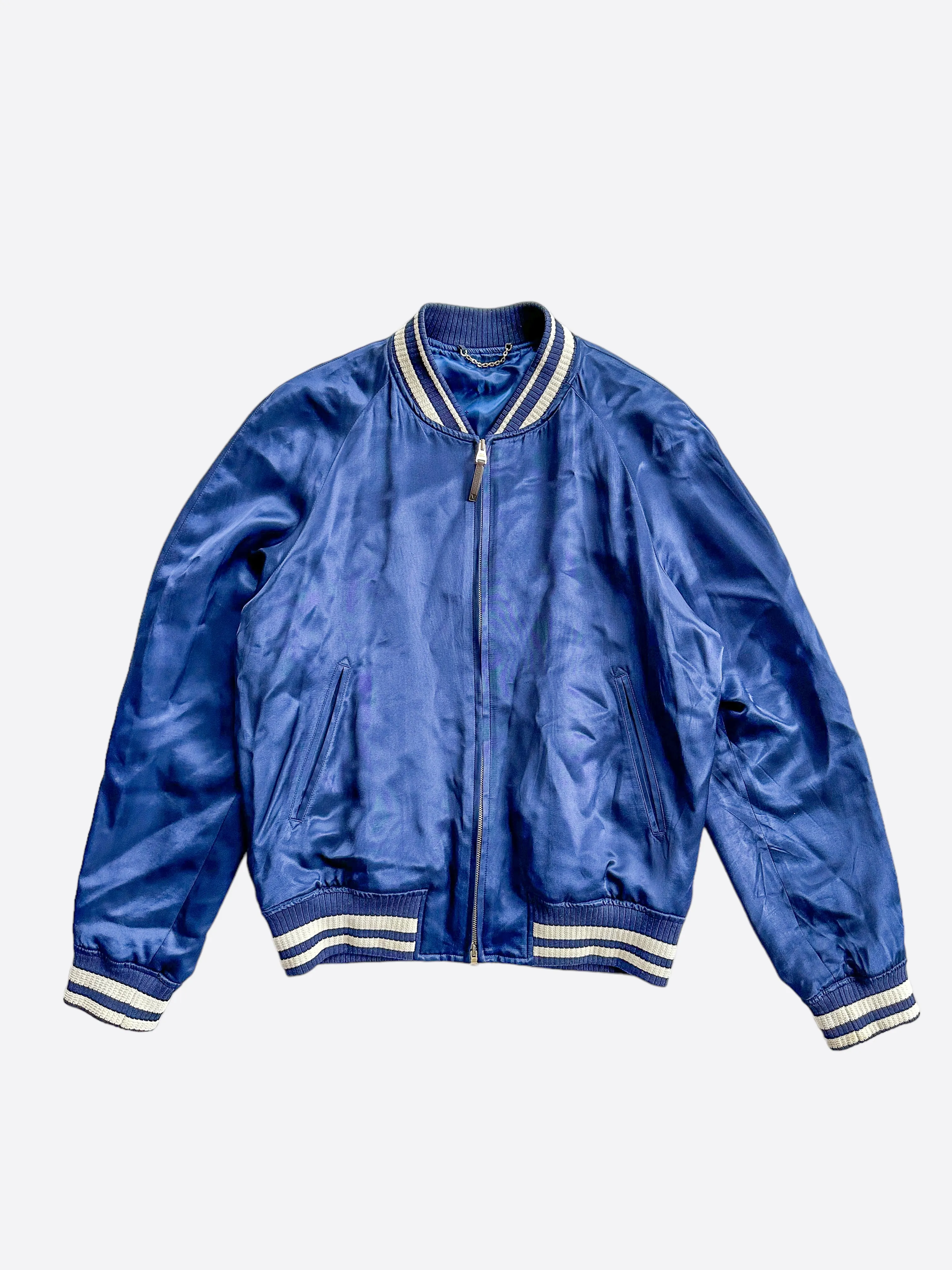 Louis Vuitton Blue & White Embroidered Souvenir Jacket