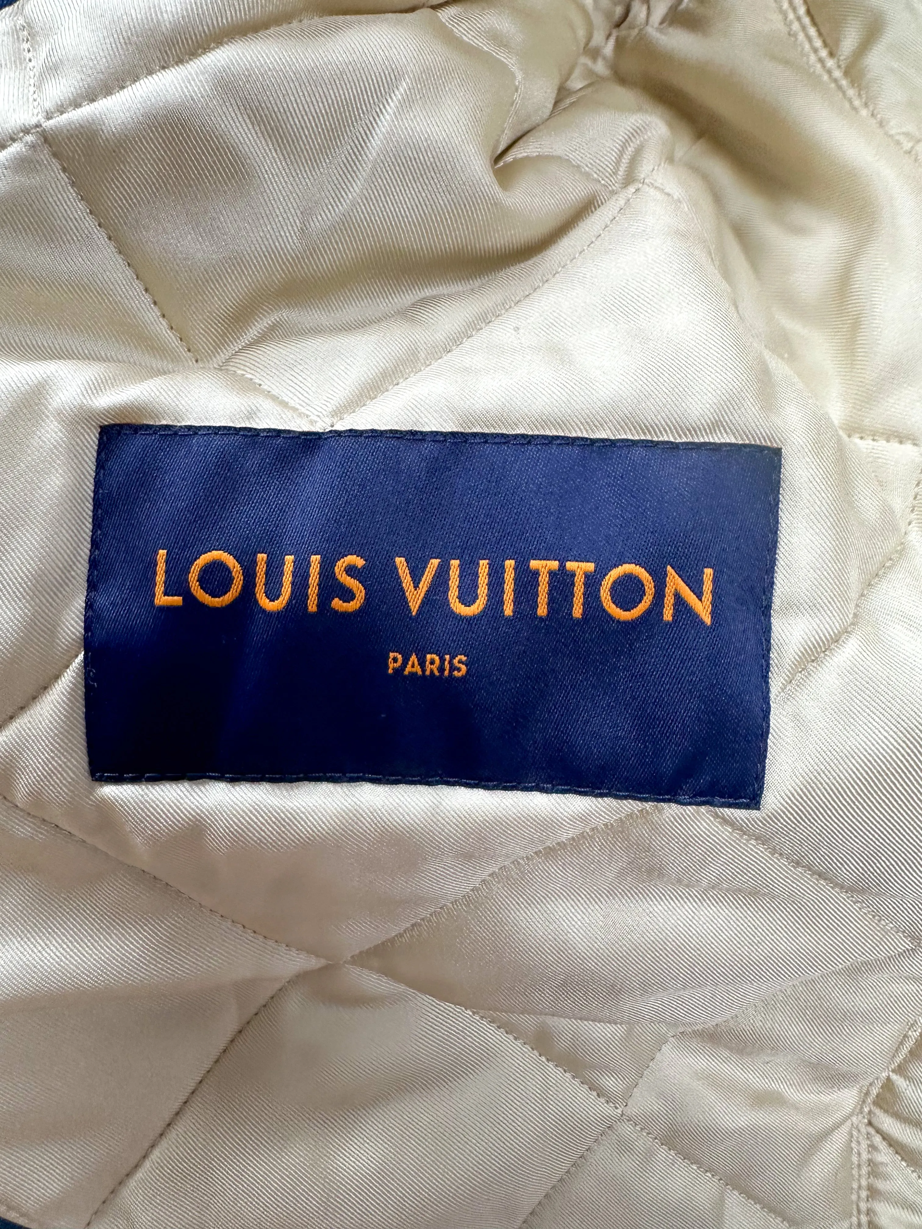 Louis Vuitton Blue Monogram Distressed Floral Workwear Jacket