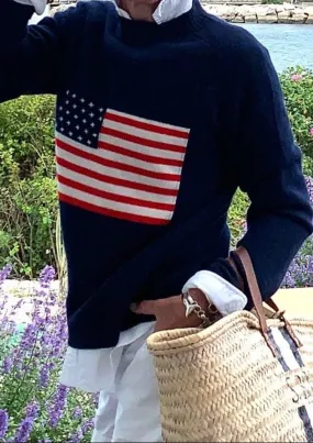 LUXE American Flag Sweater 100% Cashmere