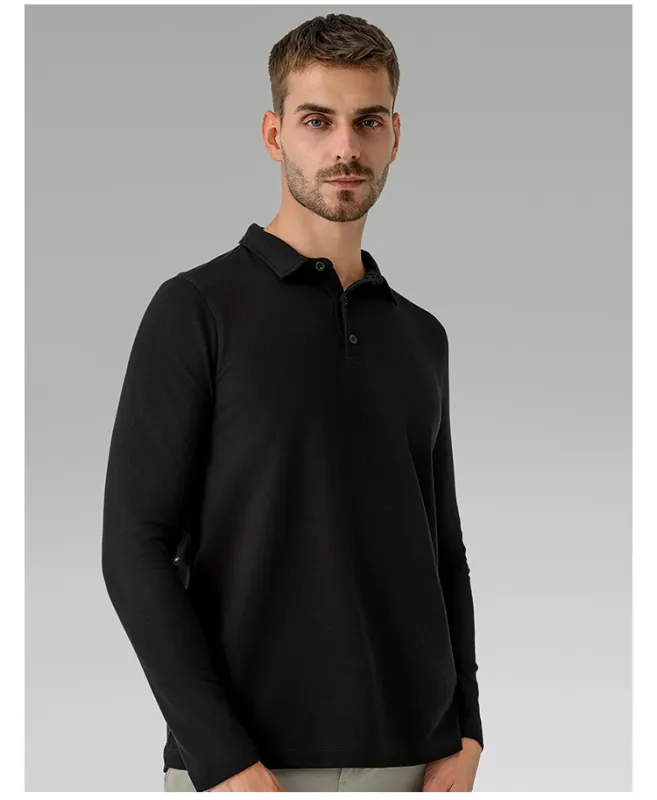 Men's casual long-sleeved Polo shirt sports outdoor versatile top breathable quick-drying T-shirt