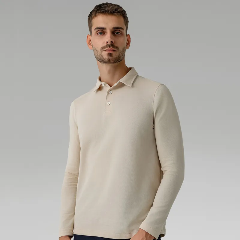 Men's casual long-sleeved Polo shirt sports outdoor versatile top breathable quick-drying T-shirt
