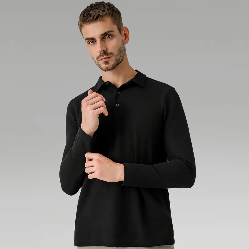 Men's casual long-sleeved Polo shirt sports outdoor versatile top breathable quick-drying T-shirt
