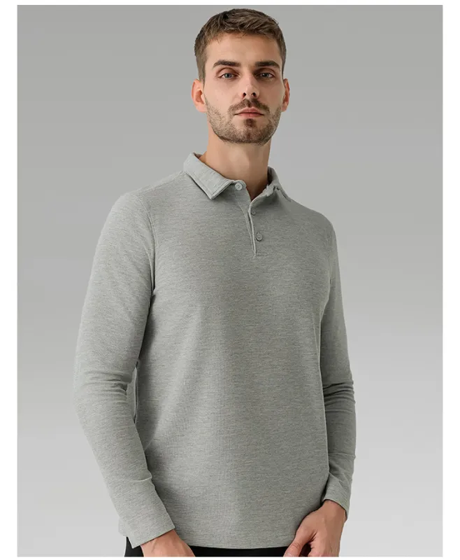 Men's casual long-sleeved Polo shirt sports outdoor versatile top breathable quick-drying T-shirt