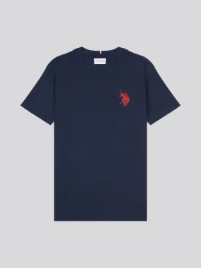 Mens Large Double Horsemen T-Shirt in Dark Sapphire Navy / Haute Red DHM