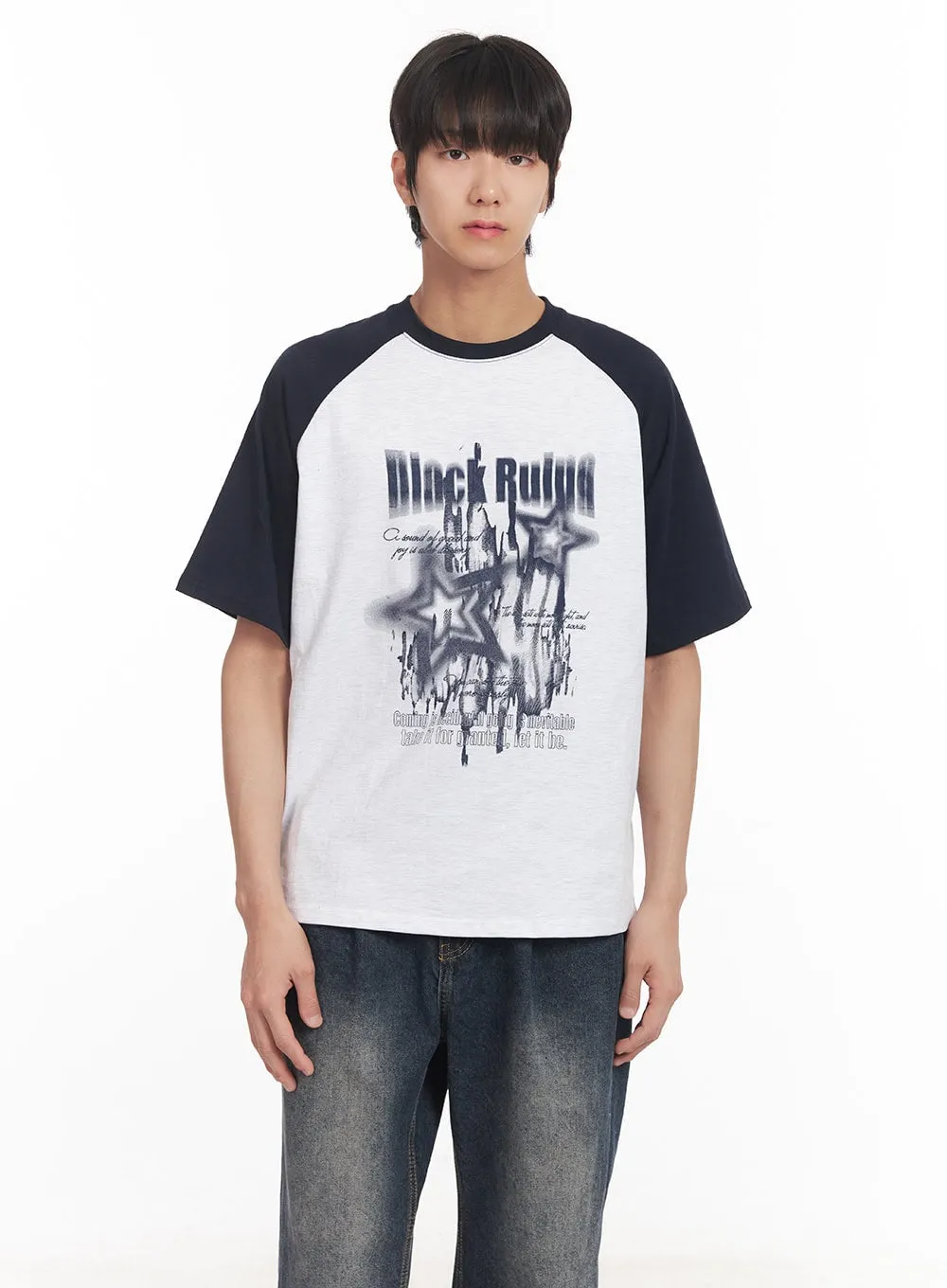 Men's Loose-Fit Graphic Raglan T-Shirt IA511