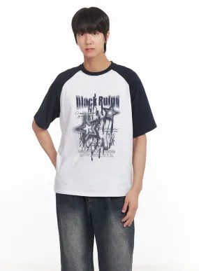 Men's Loose-Fit Graphic Raglan T-Shirt IA511
