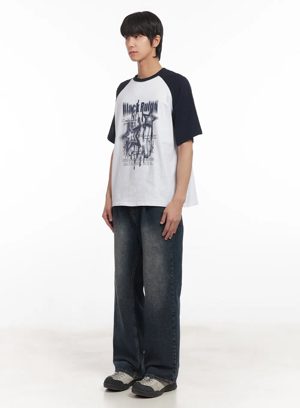 Men's Loose-Fit Graphic Raglan T-Shirt IA511