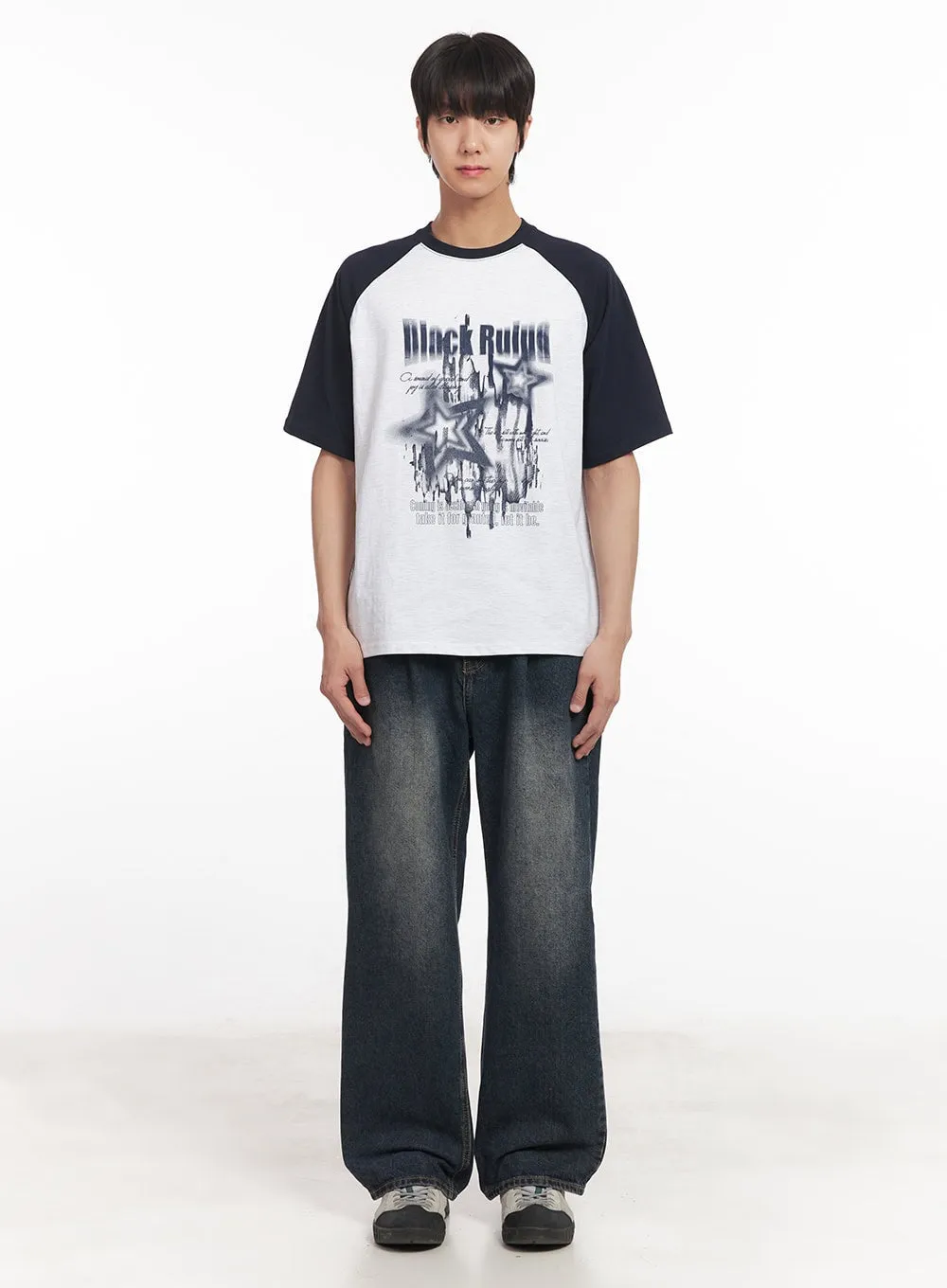 Men's Loose-Fit Graphic Raglan T-Shirt IA511