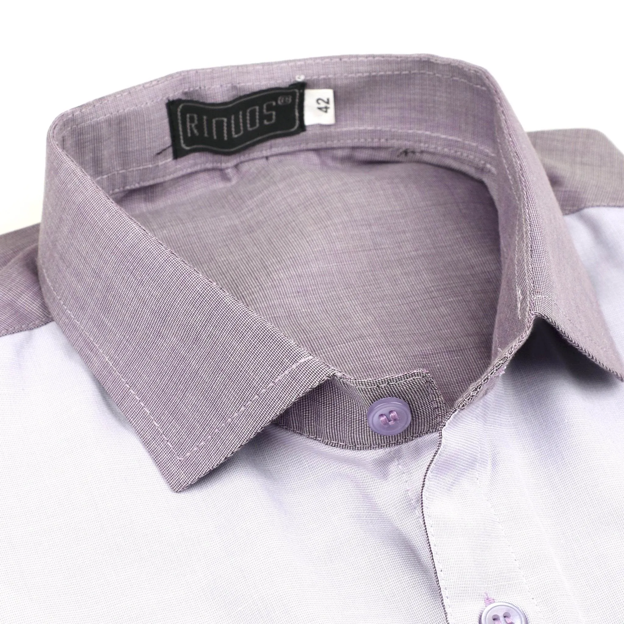 Men's White & Purple Cotton Shirt