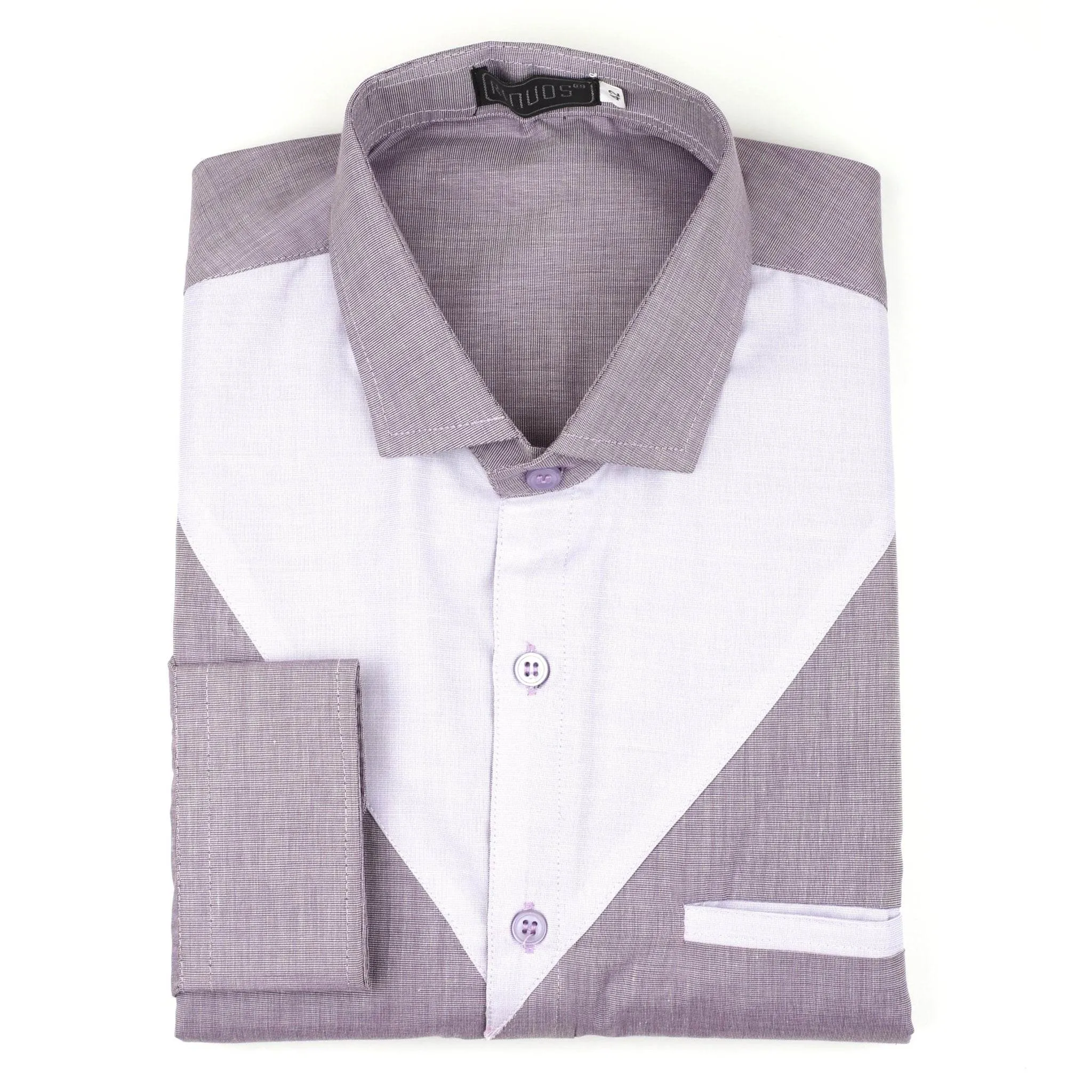 Men's White & Purple Cotton Shirt