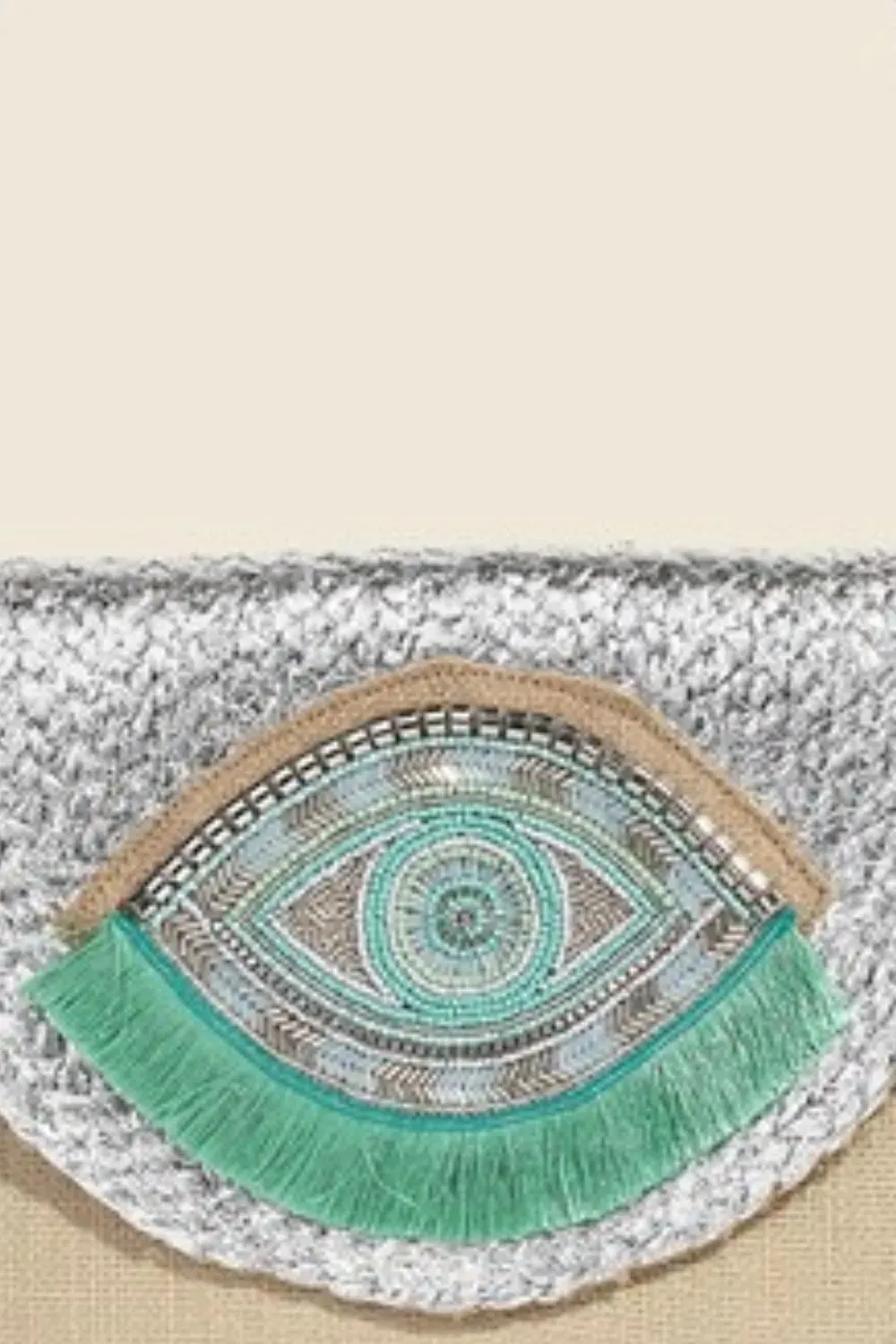 Mint Green Evil Eye Beaded Envelope Bag