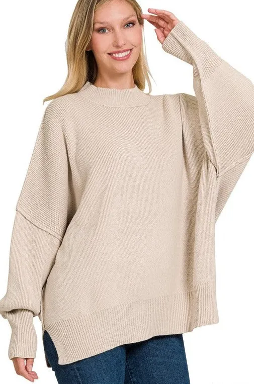 Modern Comfortable Fashion Side Slit Oversized Sweater
