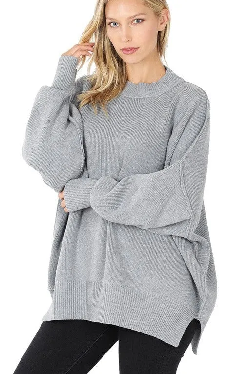 Modern Comfortable Fashion Side Slit Oversized Sweater