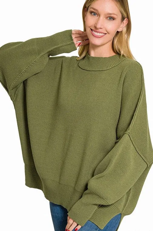Modern Comfortable Fashion Side Slit Oversized Sweater