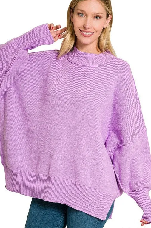 Modern Comfortable Fashion Side Slit Oversized Sweater