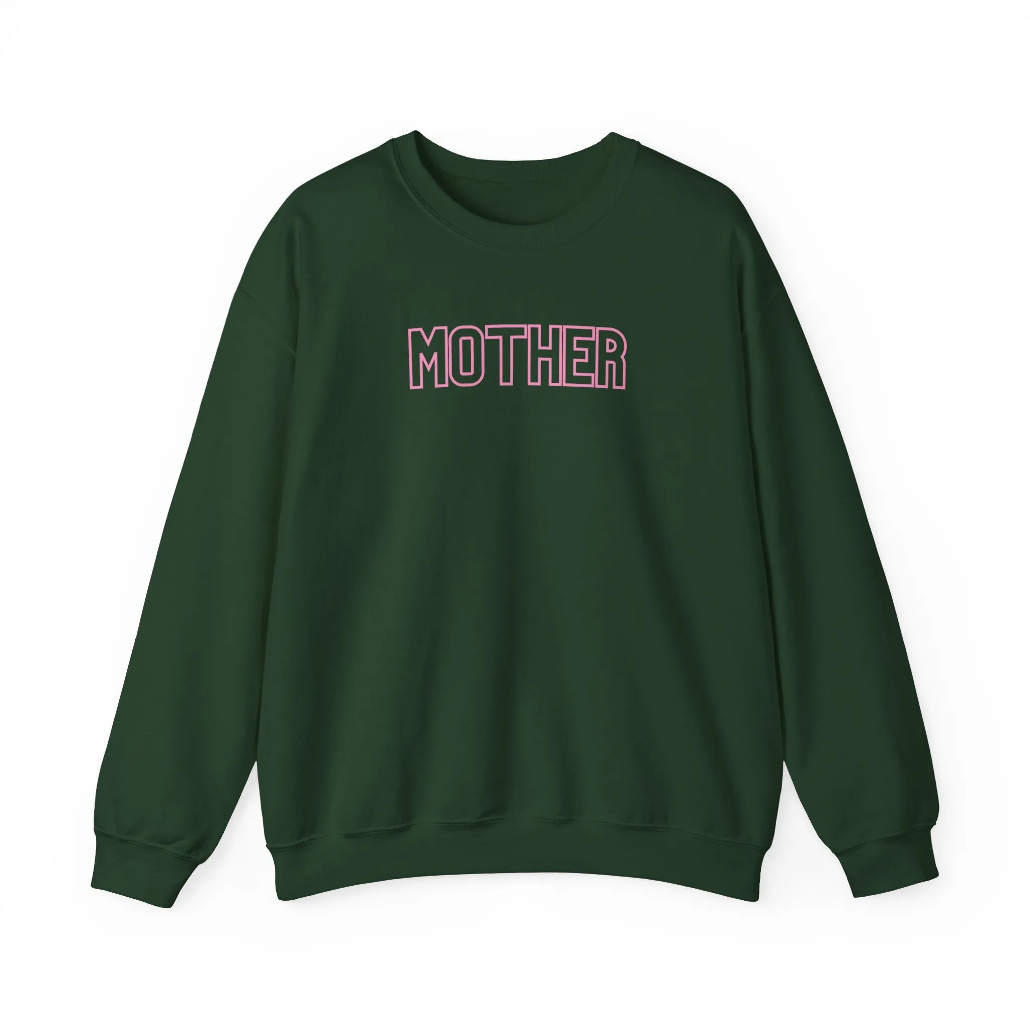 MOTHER Oversized Pullover Crewneck Sweatshirt, Gifts for Mom, Baby Shower Gifts, Pink on Hunter Green, Mother's Day Gift