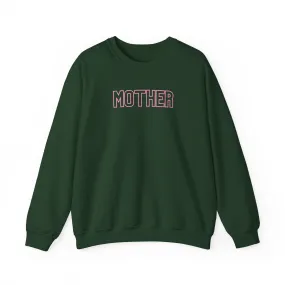 MOTHER Oversized Pullover Crewneck Sweatshirt, Gifts for Mom, Baby Shower Gifts, Pink on Hunter Green, Mother's Day Gift