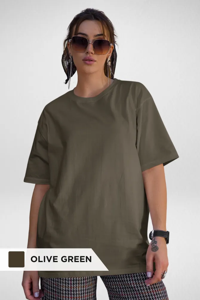 Pack Of 3 Oversized T-Shirts Olive Green Black and Lavender for Women