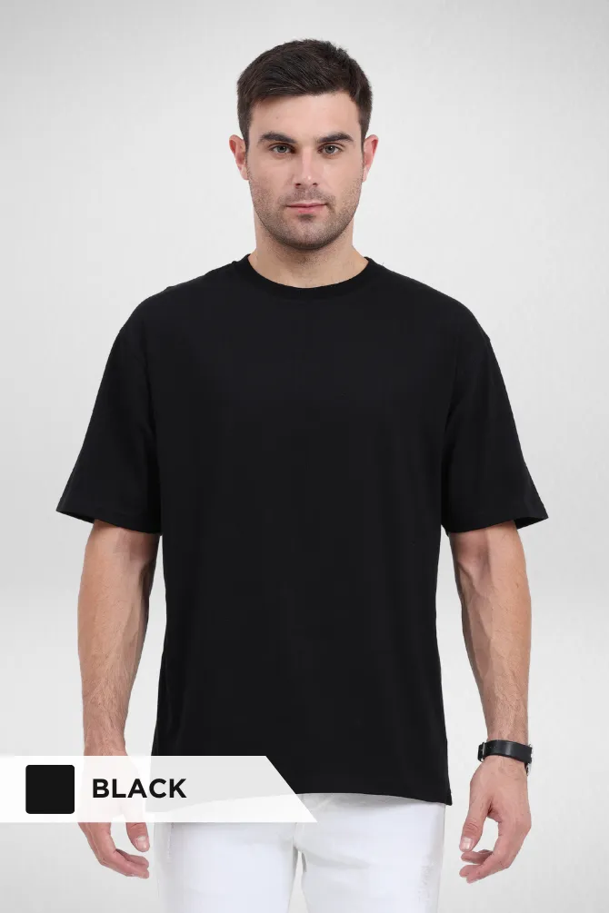 Pack Of 3 Oversized T-Shirts White Black and Grey Melange for Men