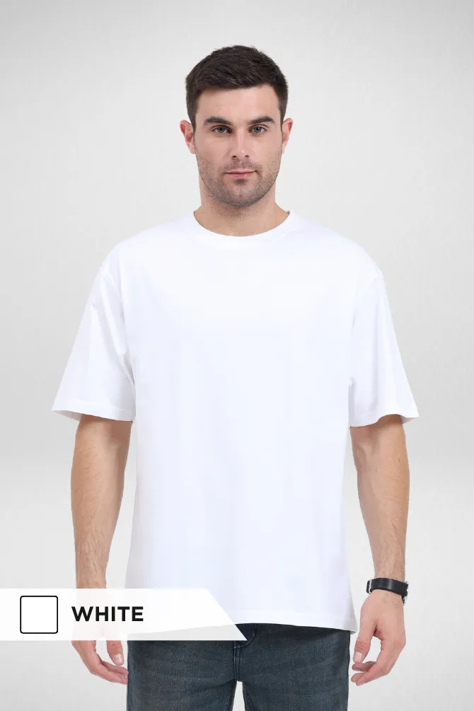 Pack Of 3 Oversized T-Shirts White Black and Grey Melange for Men