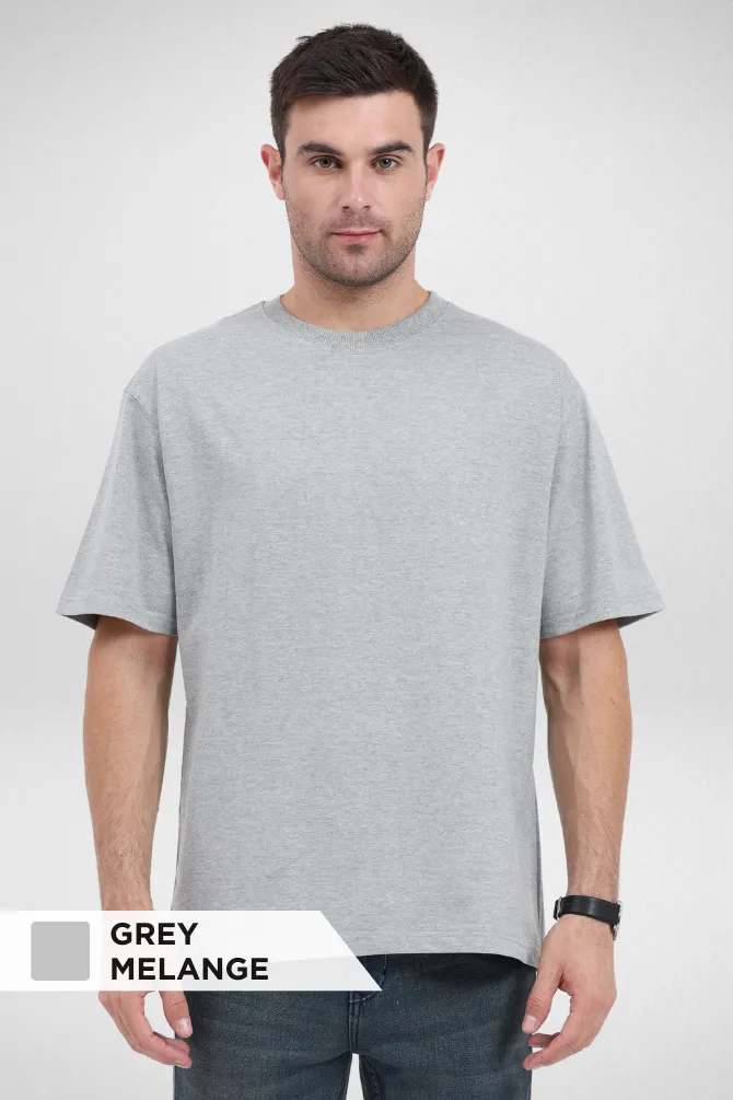 Pack Of 3 Oversized T-Shirts White Black and Grey Melange for Men