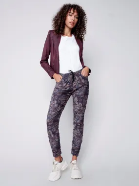 Printed Suede Crinkle Jogger Pants - Paisley