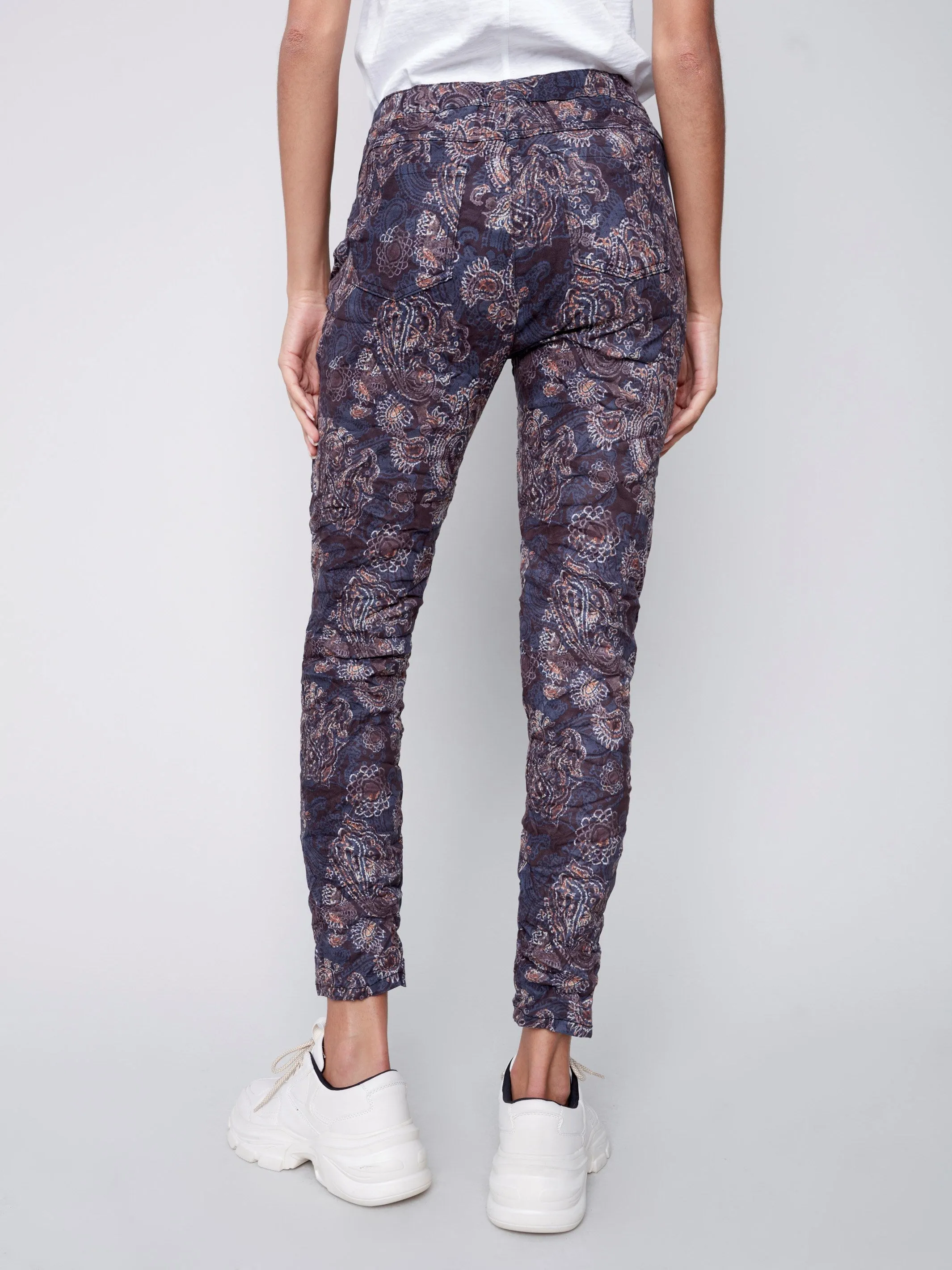 Printed Suede Crinkle Jogger Pants - Paisley