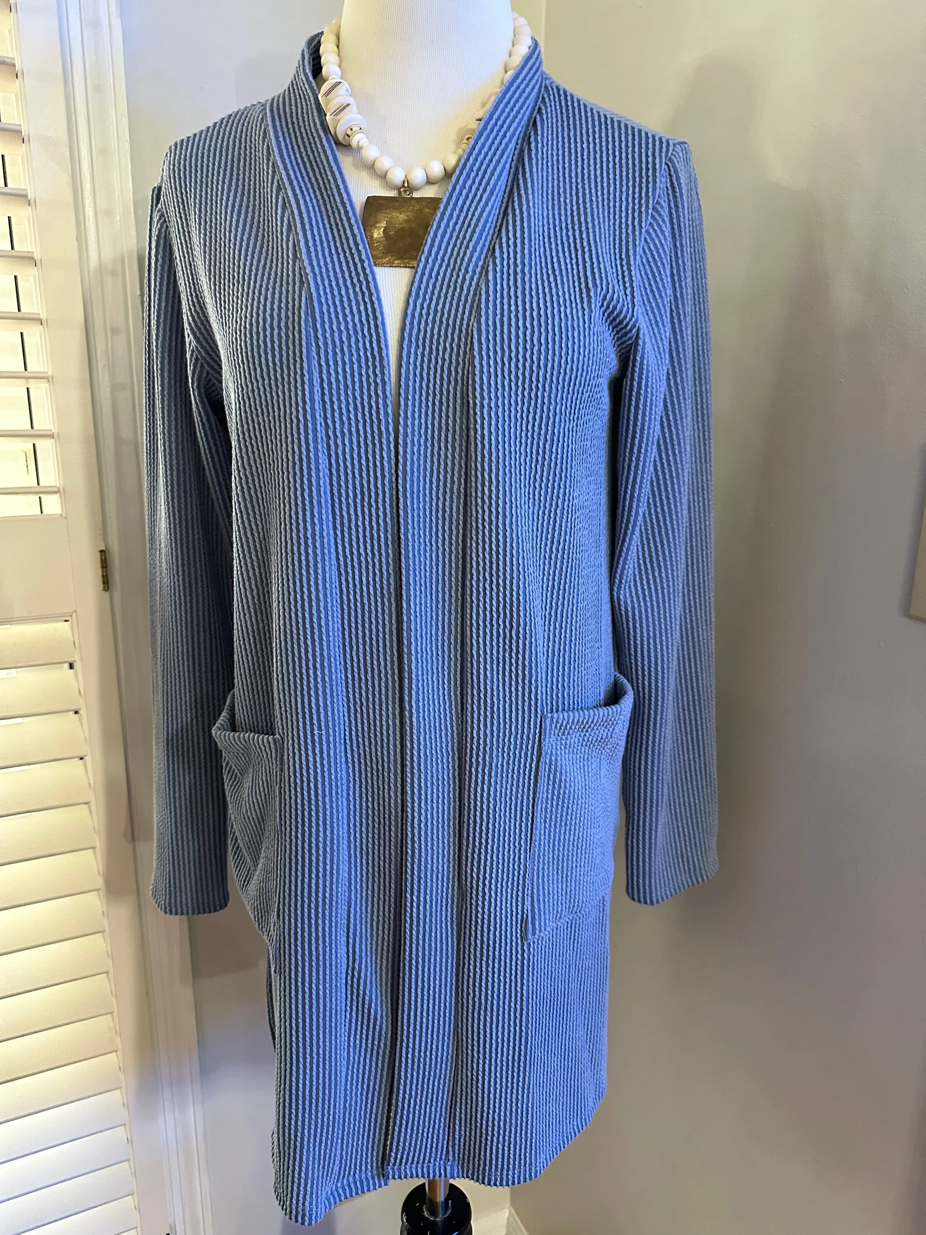 Reese Ribbed Cardigan - Blue