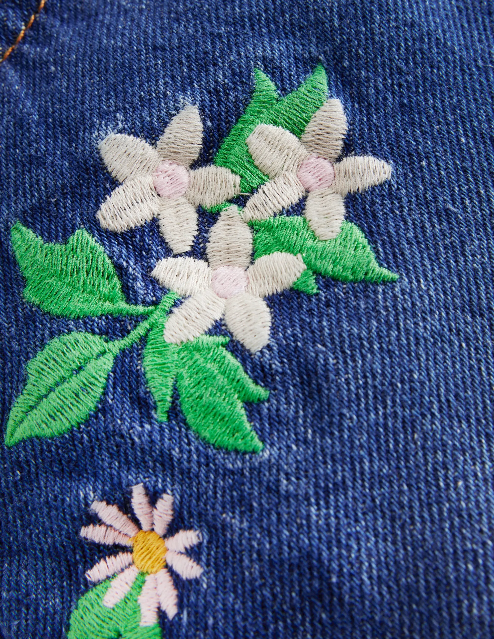 Relaxed Straight Jean-Mid Denim Embroidery