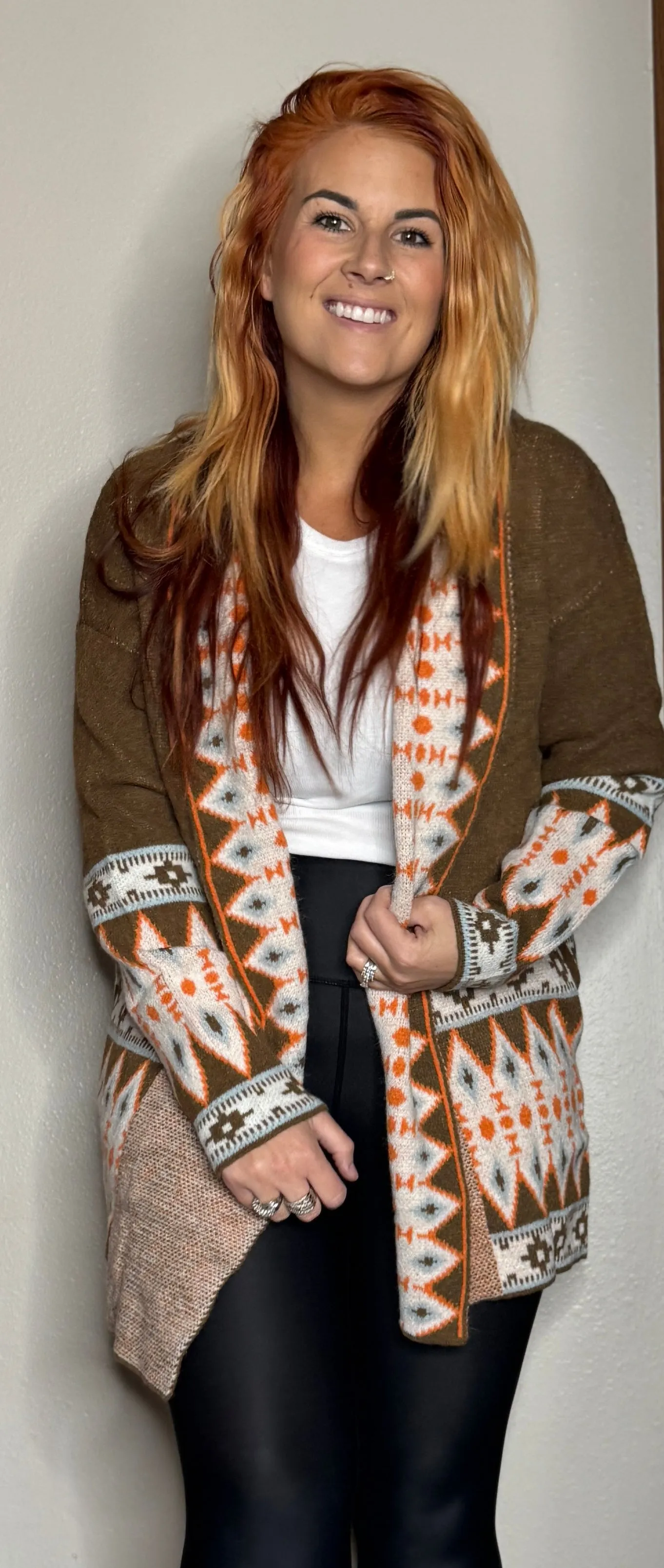 Soft Brown Western Style Cardigan