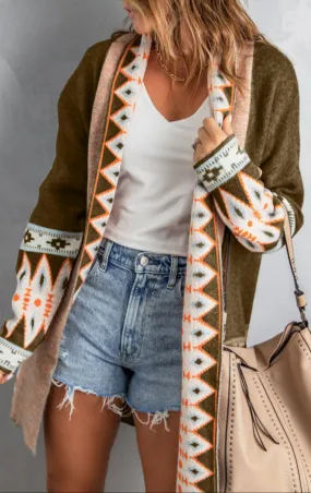Soft Brown Western Style Cardigan