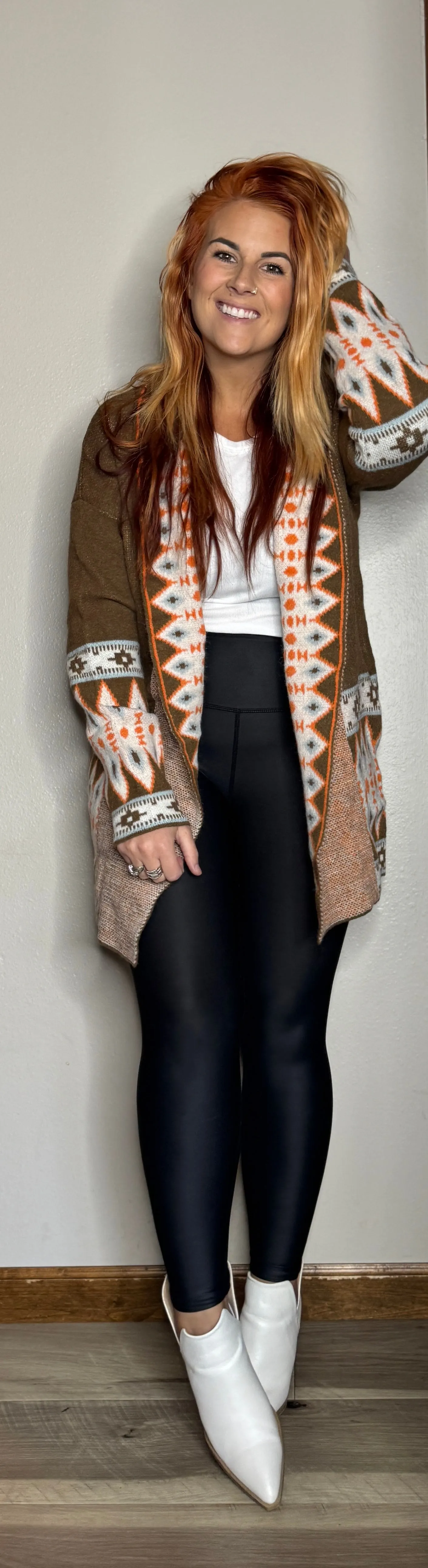 Soft Brown Western Style Cardigan