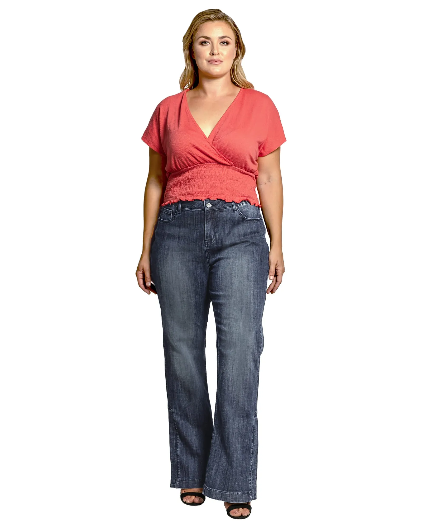 Stacey High Waist Flare Jeans | Medium Blue Whisker