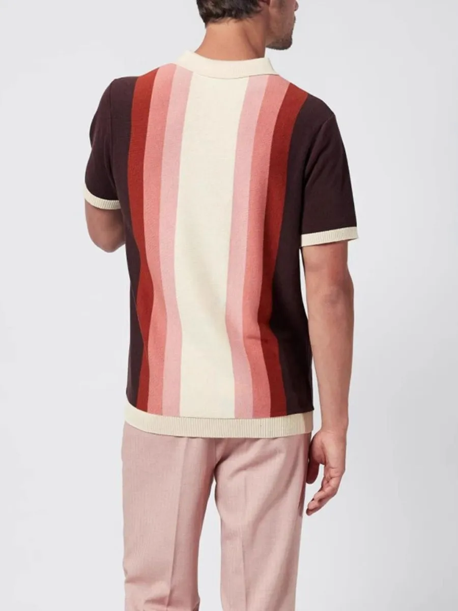 Striped Knit Short Sleeve Polo