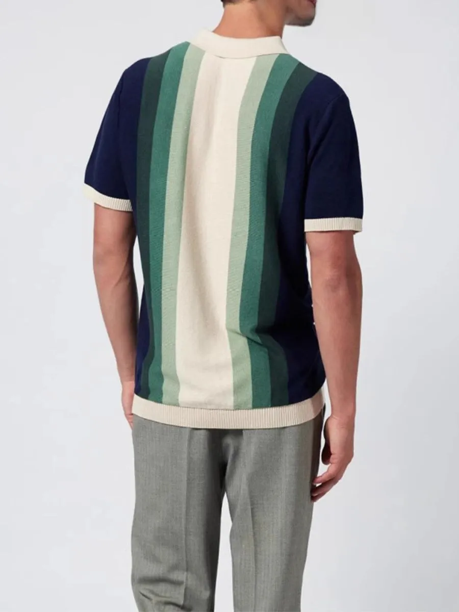 Striped Knit Short Sleeve Polo