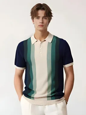 Striped Knit Short Sleeve Polo