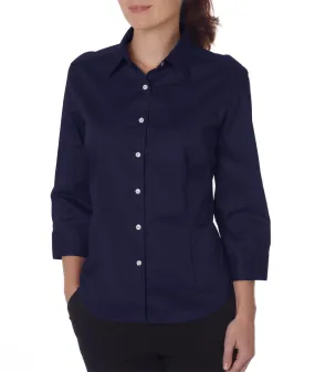 van heusen ladies' 3/4-sleeve dress twill - navy (xl)