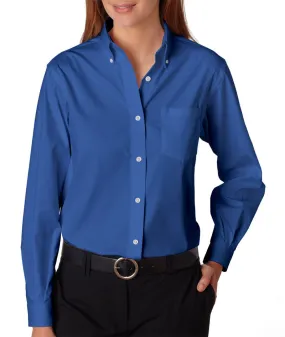 van heusen ladies' long-sleeve blended pinpoint oxford - english blue (2xl)