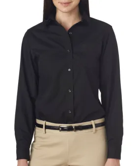 van heusen ladies' long-sleeve cotton-rich broadcloth - black (3xl)
