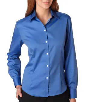 van heusen ladies' long-sleeve non-iron pinpoint oxford - french blue (m)