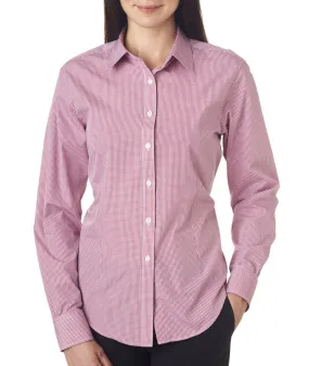 van heusen ladies' long-sleeve yarn-dyed gingham check - red henna (xl)