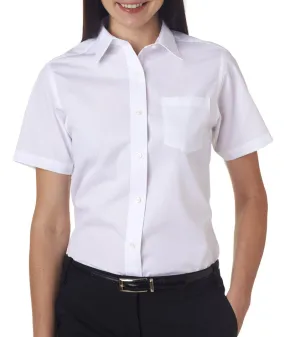 van heusen ladies' short-sleeve cotton rich broadcloth - white (xl)